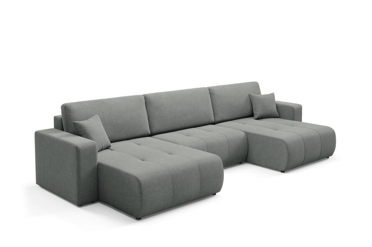 WOHNLANDSCHAFT Augusto - Grau, Holzwerkstoff/Textil (344/82/149cm) - Fun Möbel