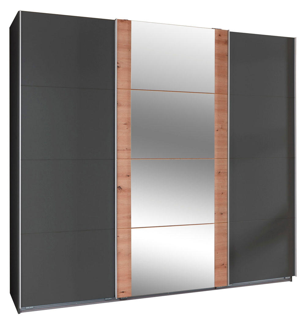 SCHWEBETÜRENSCHRANK Bern Graphit / Artisan Eiche 270 / 64 / 210cm - Braun/Grau, Holz/Holzwerkstoff (270/210/64cm) - Wimex