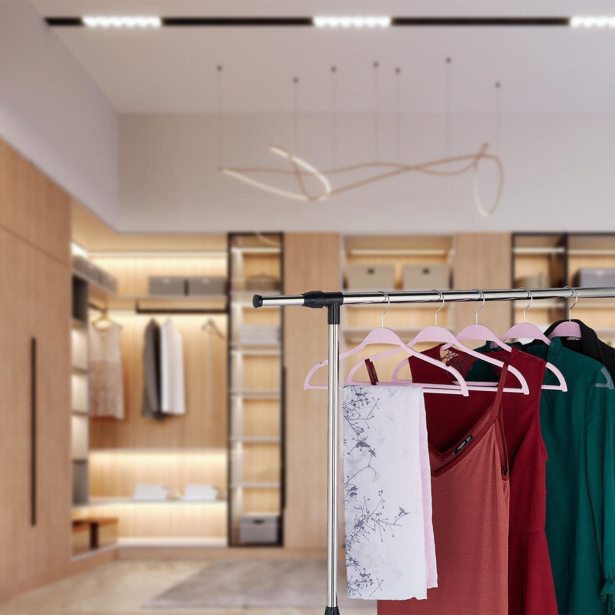 10XVEŠIAKY - ružová, kov/textil (41.5/21/0.6cm) - Relaxdays