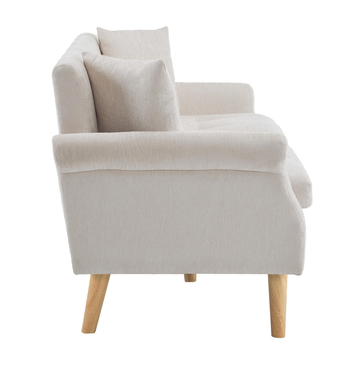 2-SITZER 162/74/77 cm Beige aus Chenille mit 15 cm Sitzkissen - Beige, Textil (74/77/162cm) - OKMYHOME