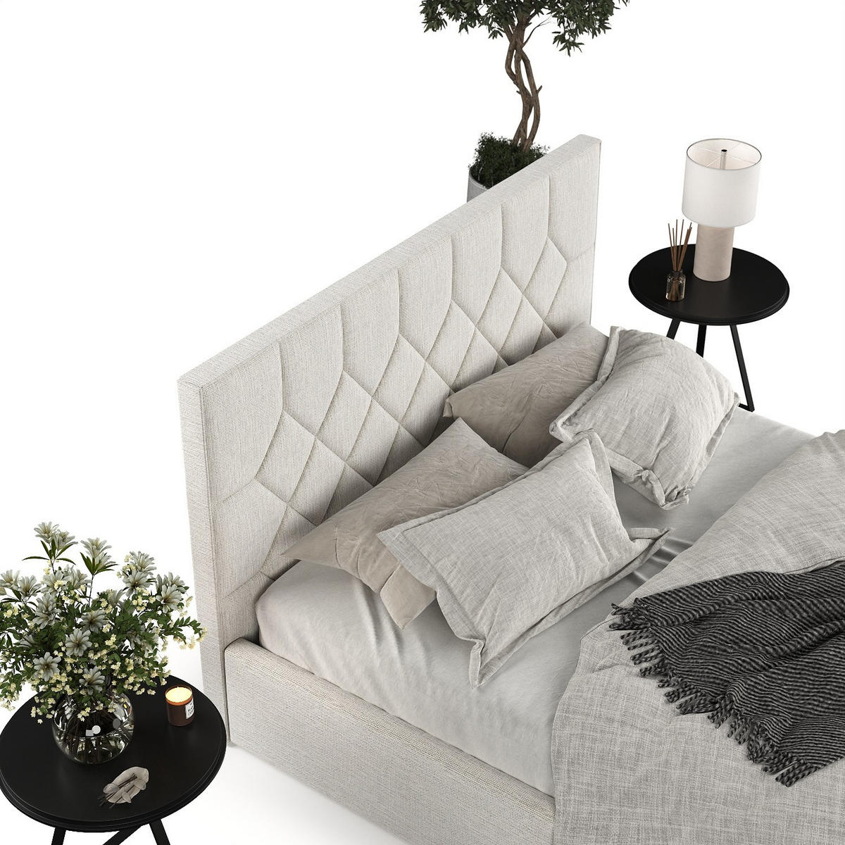 POLSTERBETT Brisa 160/200 cm Beige im Inari Stoff - Beige/Schwarz, Holz/Holzwerkstoff (160/200cm) - AltaBeds