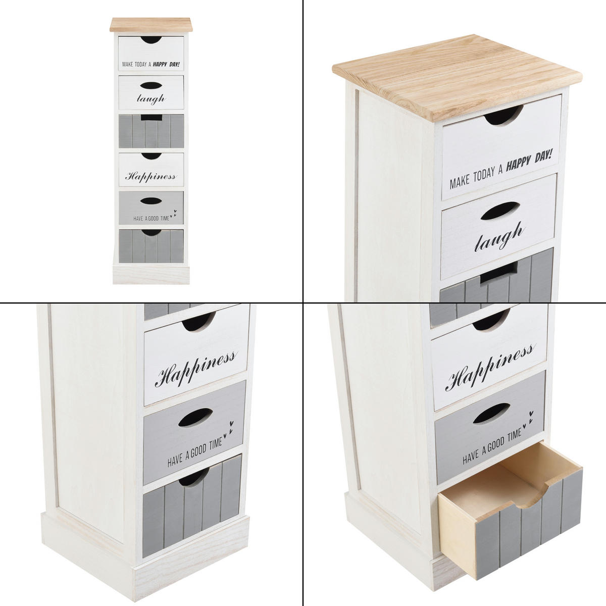KOMMODE Salo - Weiß/Grau, Holz (29/91/27cm) - [en.casa]