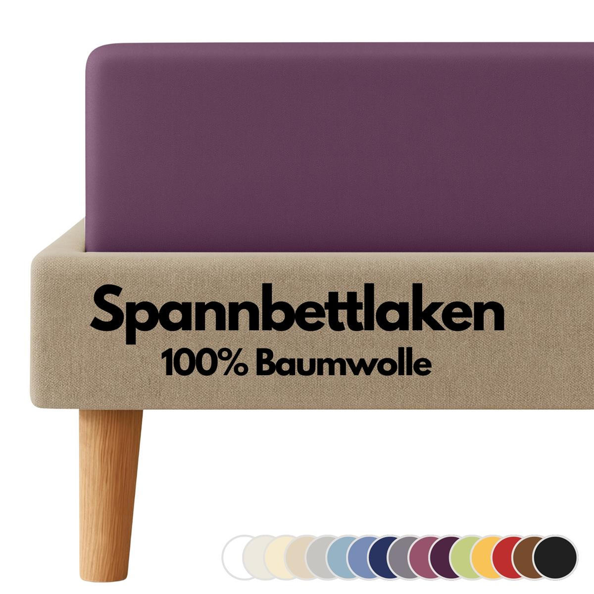 JERSEY-SPANNBETTLAKEN 180x200 - 200x200 cm, Bettlaken aus 100% Baumwolle mit Rundum-Gummizug, Spannbetttuch Violett - Violett, Textil (200/200cm) - Carpe Sonno