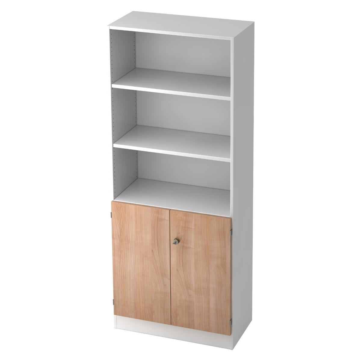 REGALSCHRANK - 5 Ordnerhöhen 42/80/200,4 cm in Weiß/Nussbaumfarben - Nussbaumfarben/Weiß, Holzwerkstoff (80/200.4/42cm) - bümö