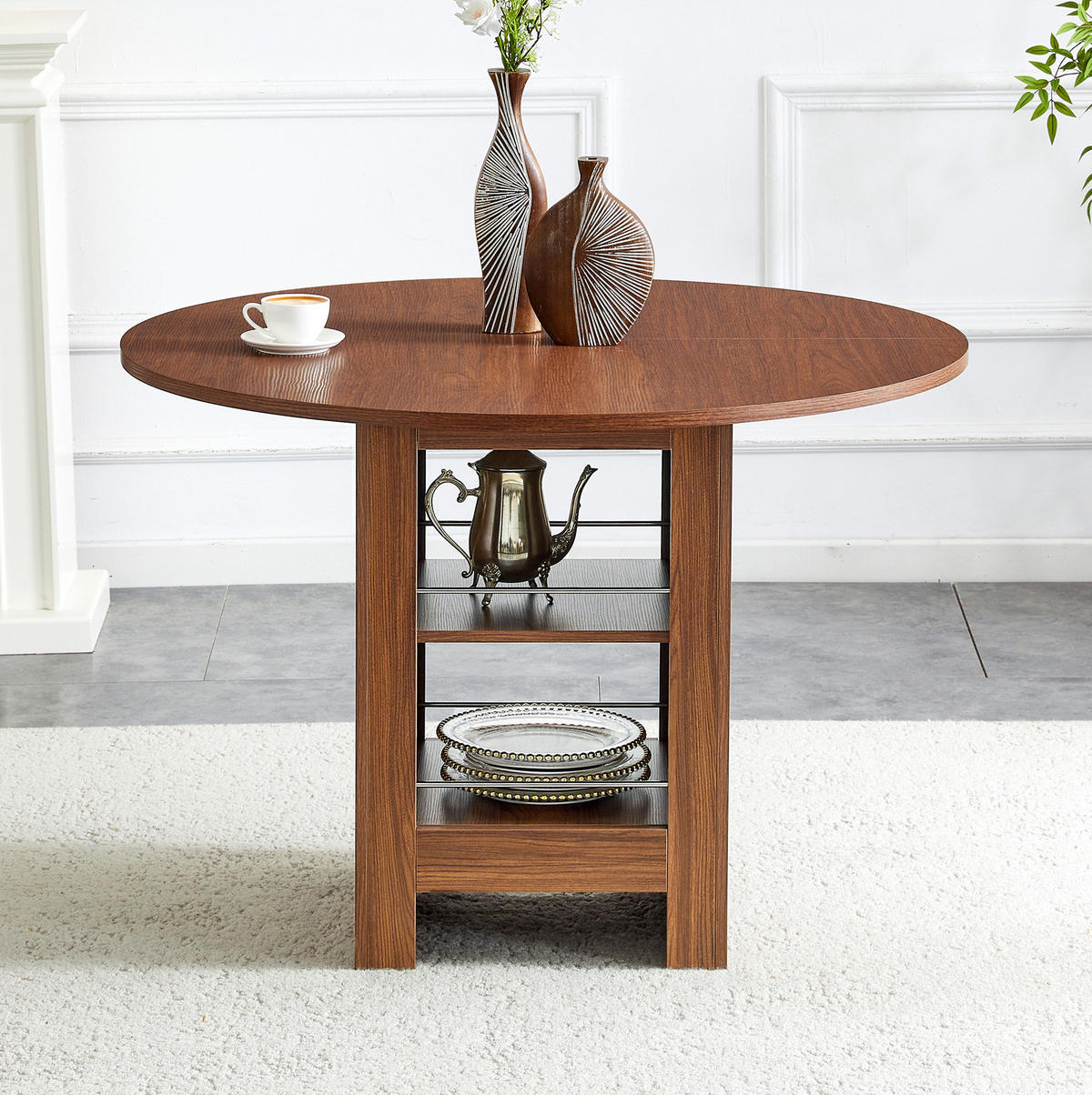 ESSTISCH 100/76 cm Walnuss aus MDF mit offenen Stauraumfächern - Walnussfarben, Holzwerkstoff (100/100/76cm) - OKMYHOME