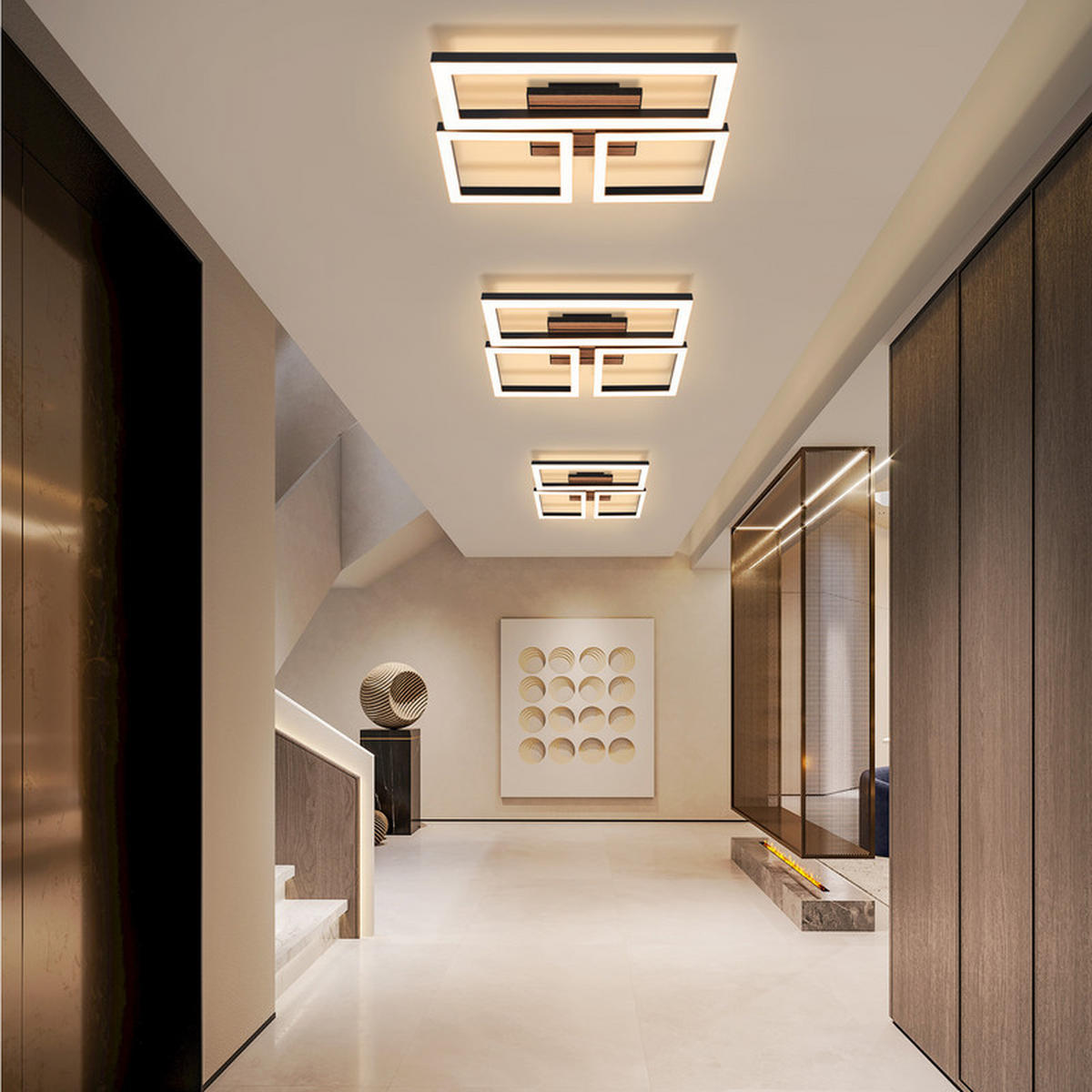 LED stropní svítidlo 37,5/31,5/5,5 cm - černá, kov (31.5/37.5/5.5cm) - Nettlife