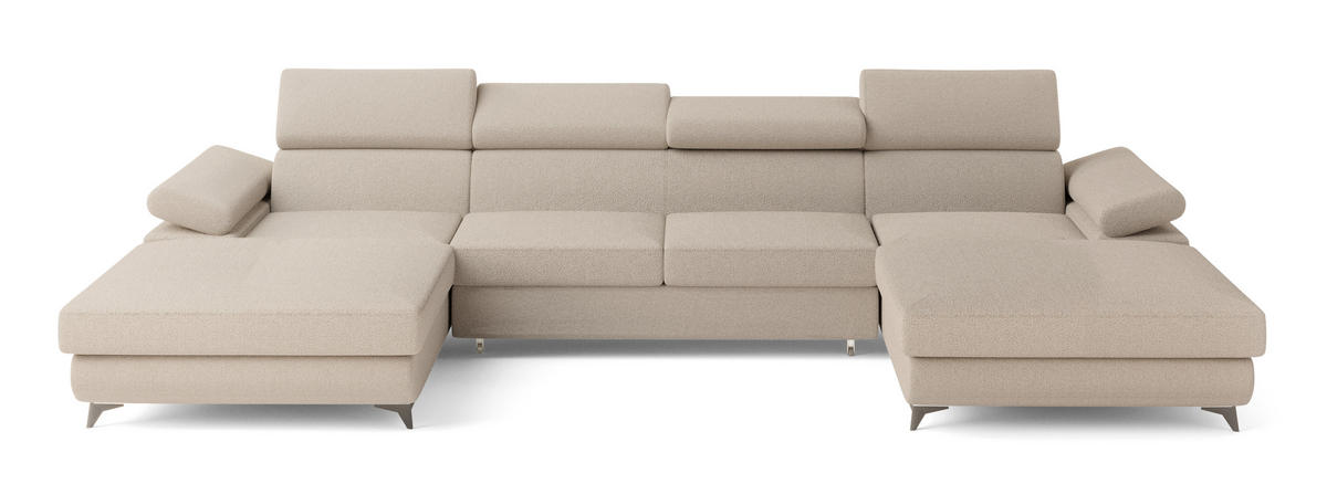 ROHOVÁ SEDAČKA DETTI béžová - černá/béžová, kov/dřevo (339/190cm) - MASSENO