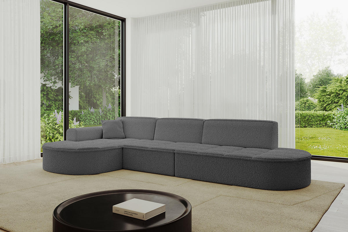 ECKSOFA Ottomane Links TARO-L2 - 328x171x79,5 cm Grau - Grau, Holzwerkstoff/Textil (328/171cm) - ALTDECOR