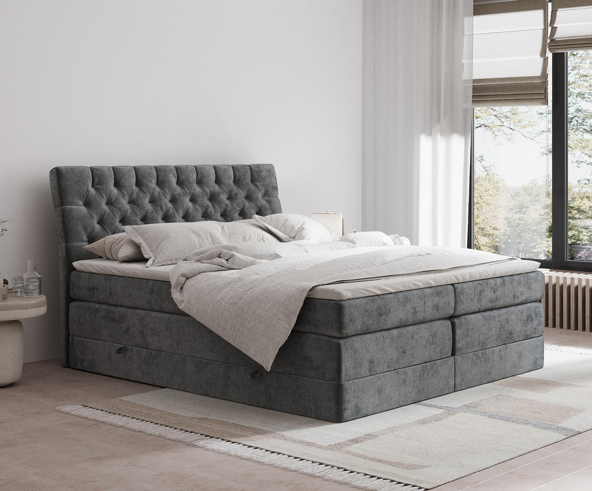 BOXSPRINGBETT Seraphine Anthrazit 180/200 cm - Anthrazit/Schwarz, Holz/Holzwerkstoff (180/200cm) - Maison de Reve