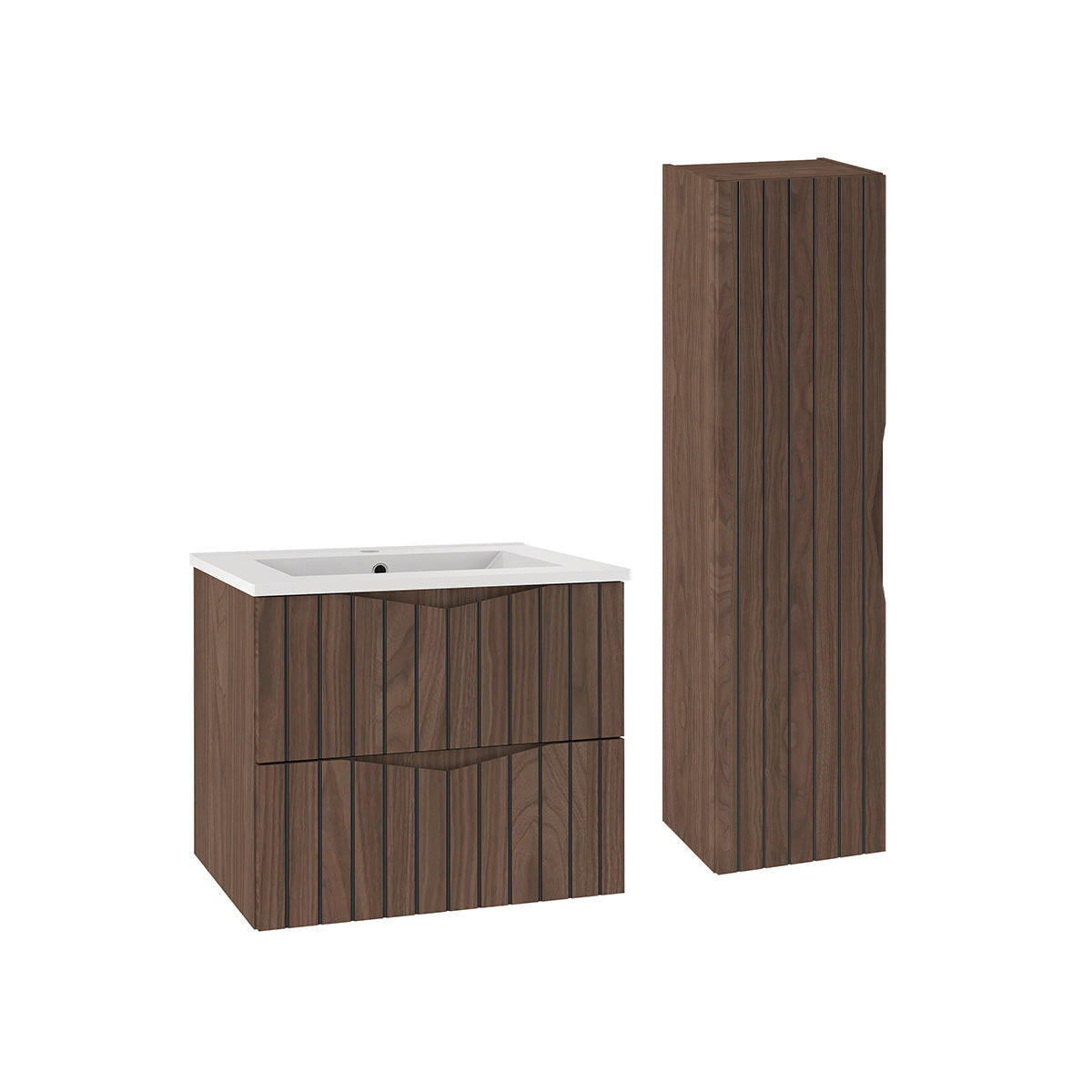 BADMÖBEL 60cm Siena 2er-Set Holz und Schwarz - Schwarz, Holzwerkstoff (60/50/45.8cm) - Petits-meubles