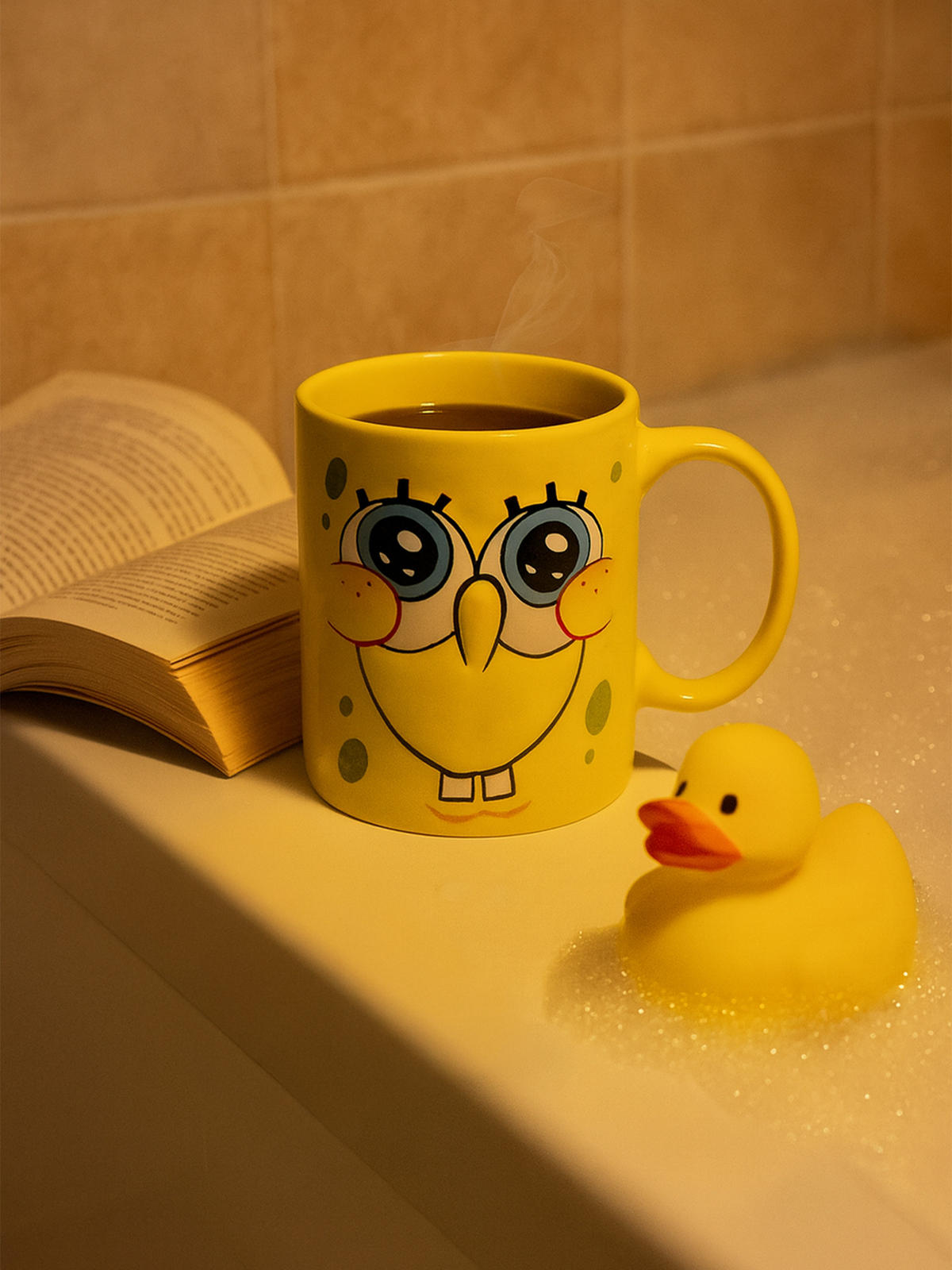 BECHER Spongebob Schwammkopf 3D Face Gelb 320 ml - Gelb, Keramik (0.32L)