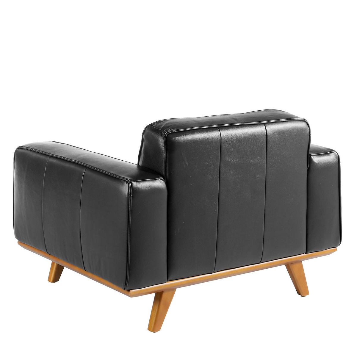 CHESTER-SESSEL aus schwarzem Leder - Schwarz/Braun, Leder/Holz (112/78/95cm) - ANGEL CERDA