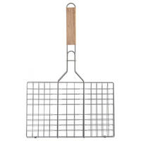 GRILLROST doppelseitig Holzgriff 55 cm Silberfarben - Silberfarben, Metall (35/4/55cm) - Orion 