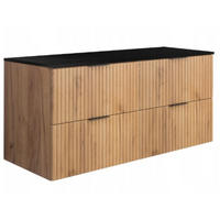 WASCHBECKUNTERSCHRANK FLOW + Platte Schwarz matt 120/57/46 cm - Schwarz, Holzwerkstoff (120/57/46cm) - Rodan