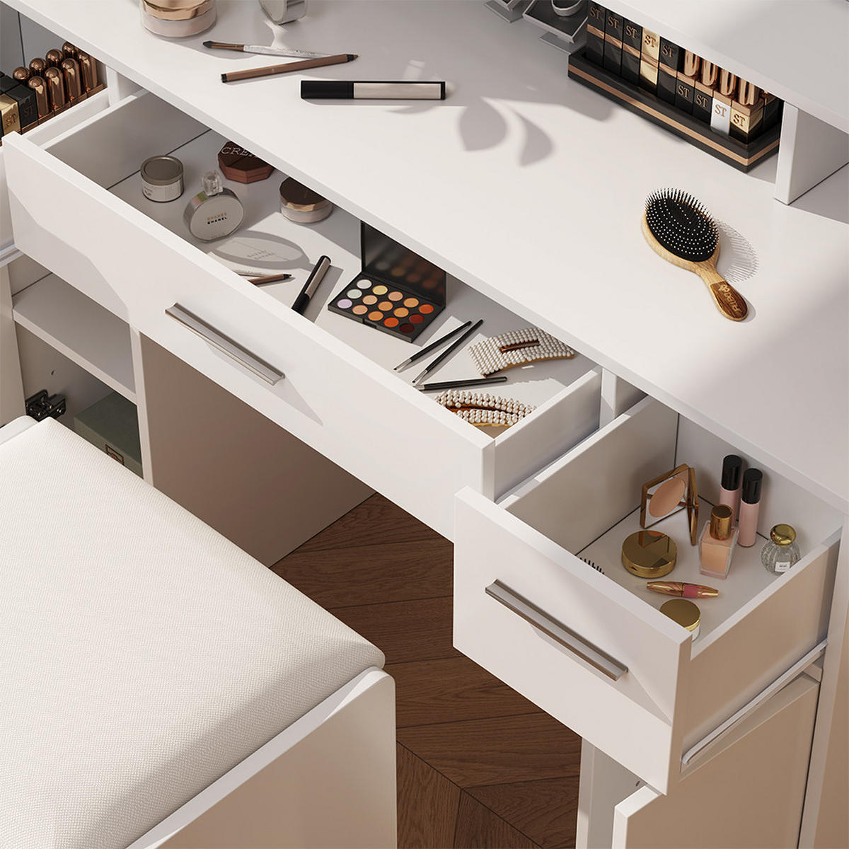 TOALETNÍ STOLEK Lumira Bílá - bílá, kompozitní dřevo (110/150.5/40cm) - Vicco