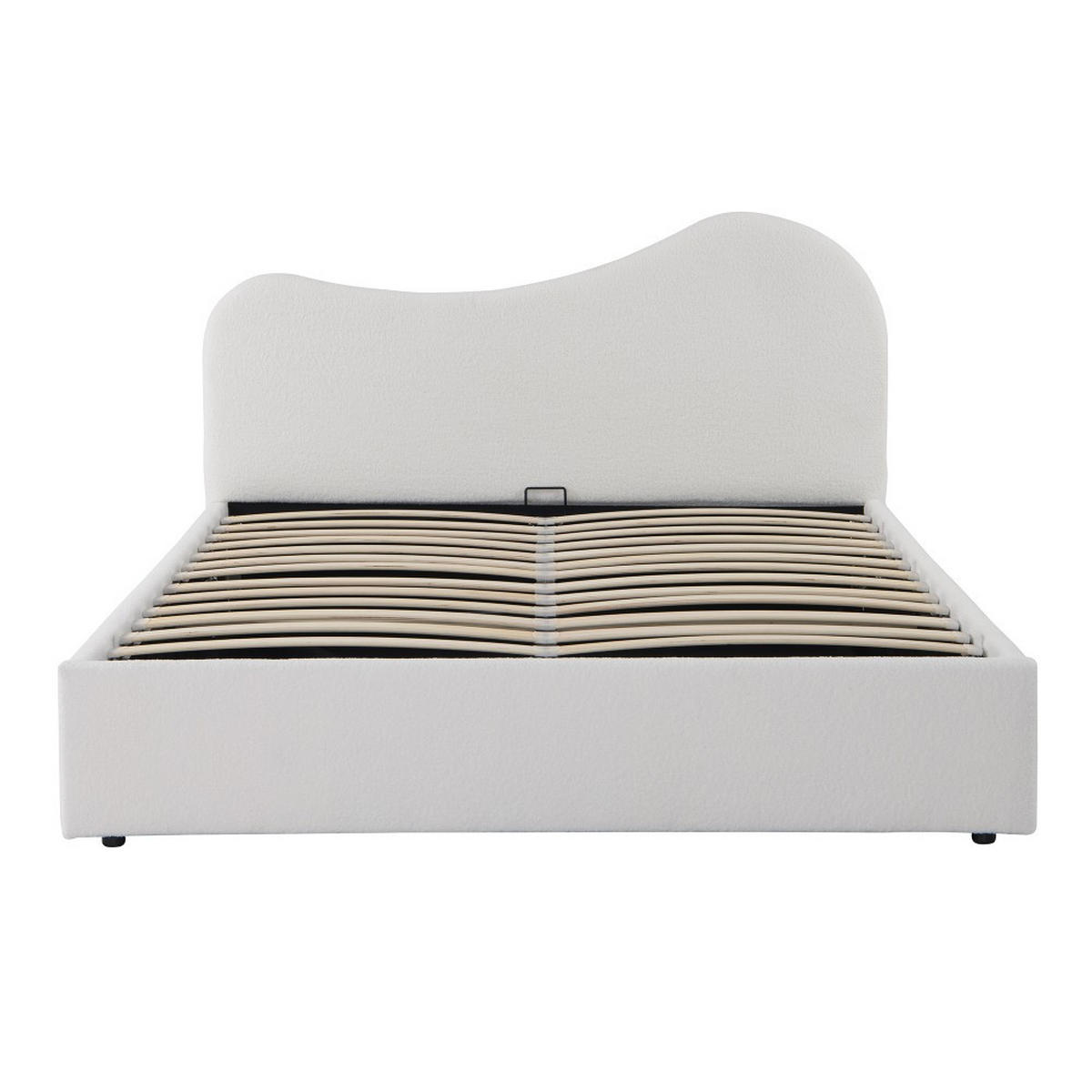 BETT COCOON / mit BETTKASTEN 160x200 - Weiß Bouclé Stoff - Weiß, Holzwerkstoff (160/200cm) - Weber Industries