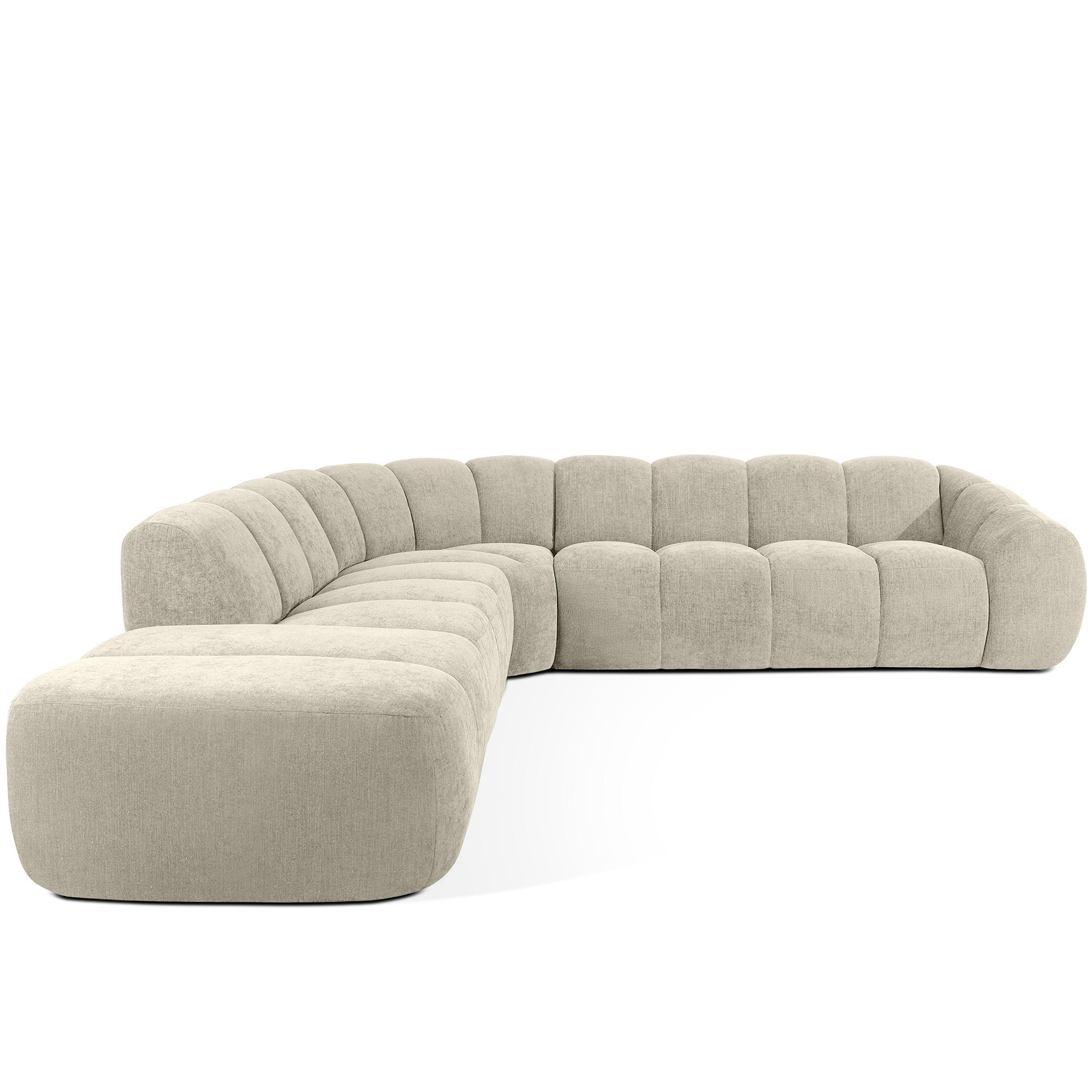 ECKSOFA LINKS FLAVA, Ecru - Ecru, Holz/Holzwerkstoff (310/314cm) - KONSIMO®