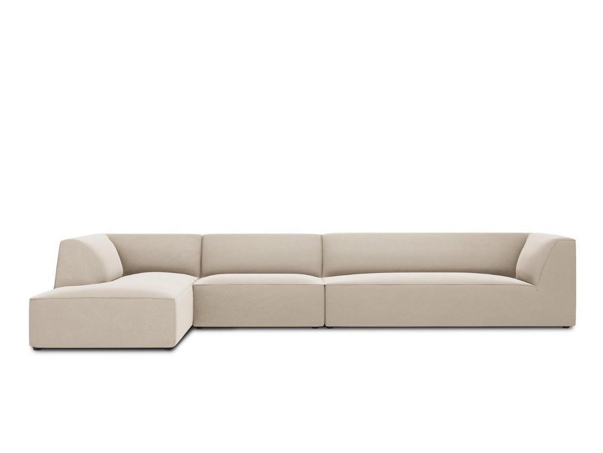 ECKSOFA links Ruby aus Samt beige 5 Sitzplätze - Beige, Textil (180/366cm) - Micadoni