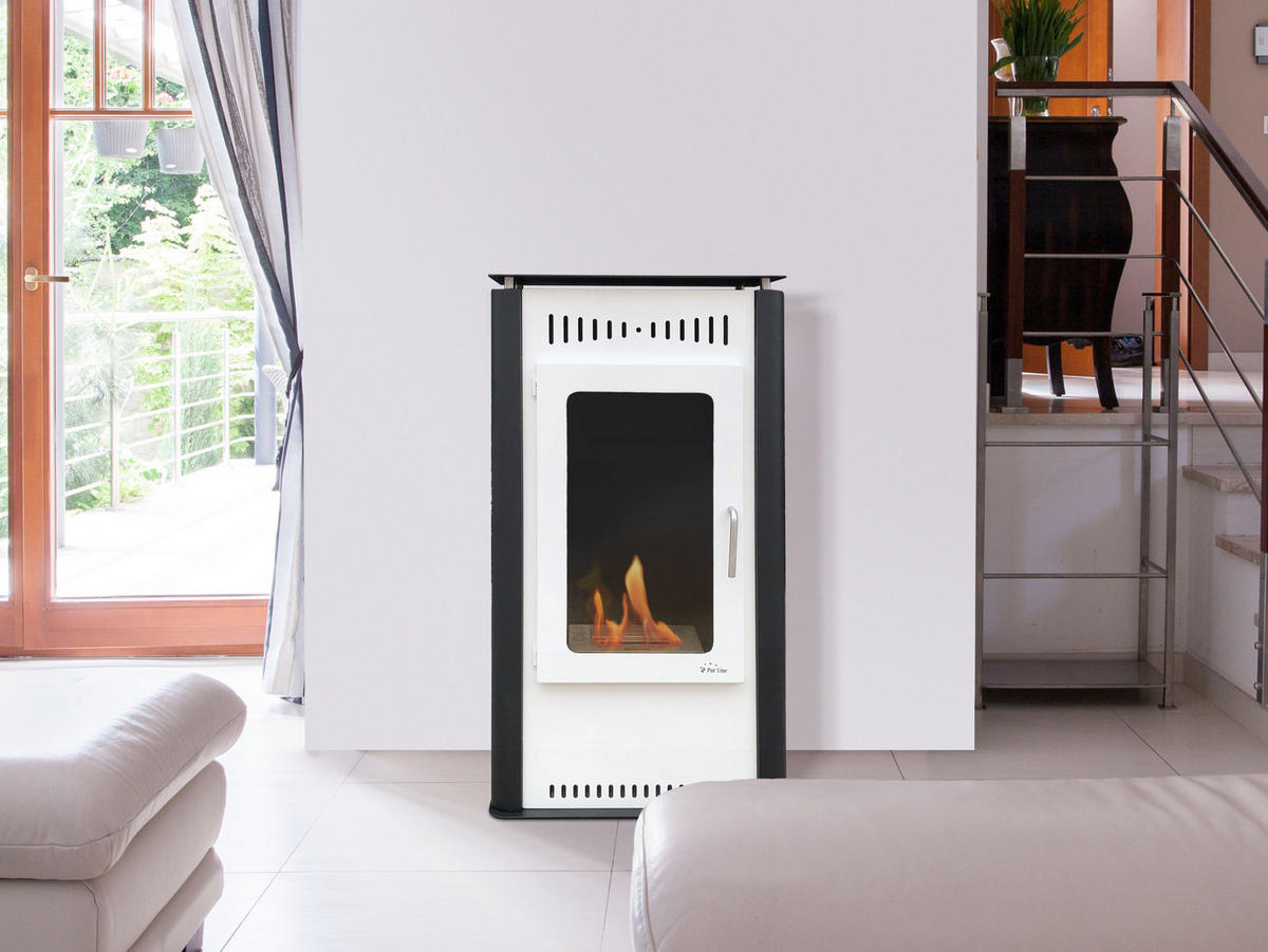 BIOETHANOL-OFEN Weiß inklusive 1.5 L-Tank und 3 kW Leistung - Weiß, Metall (53/93/32cm) - Purline