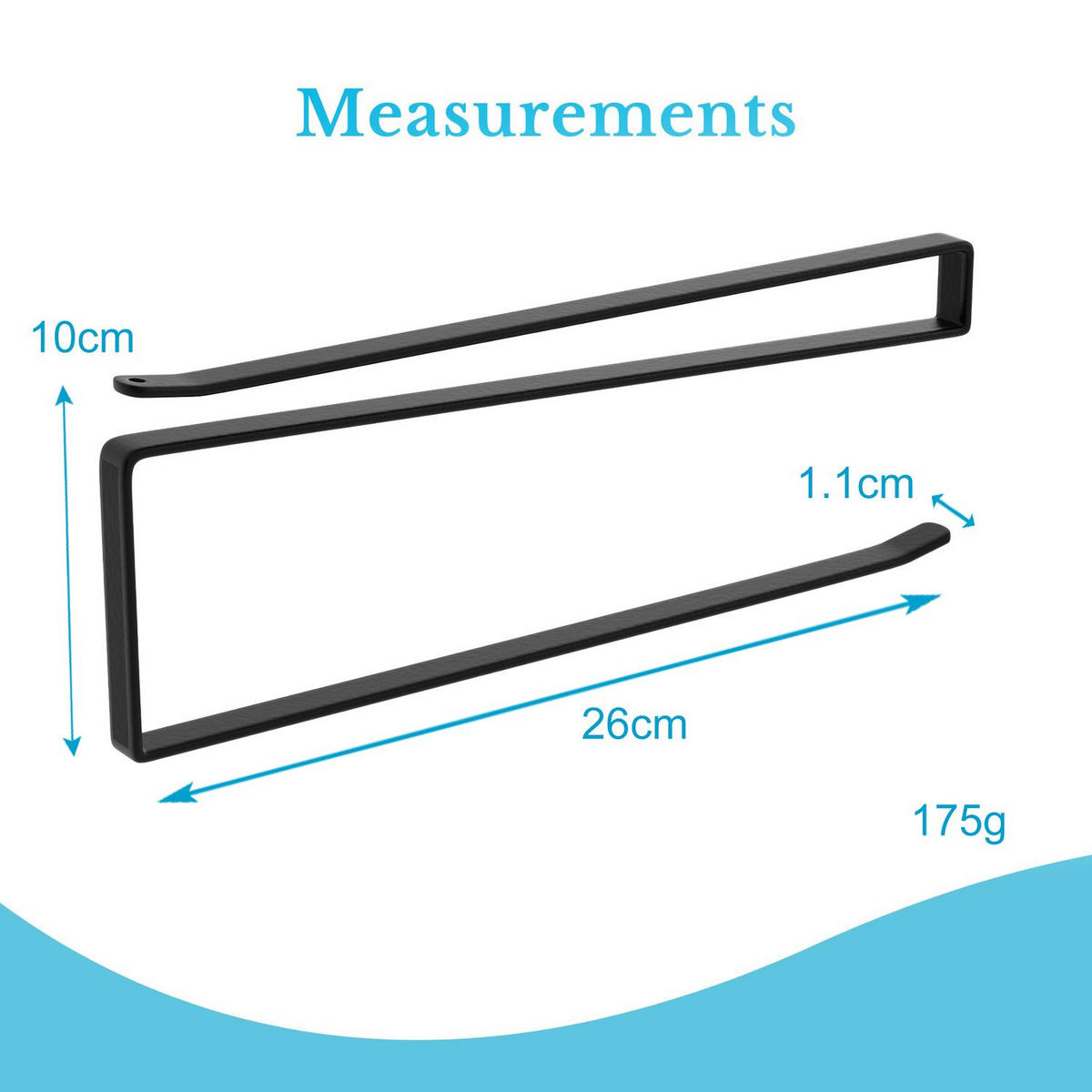 PAPIERROLLENHALTER (2-tlg. Set) - Schwarz, Metall (1.1/10/26cm) - Intirilife