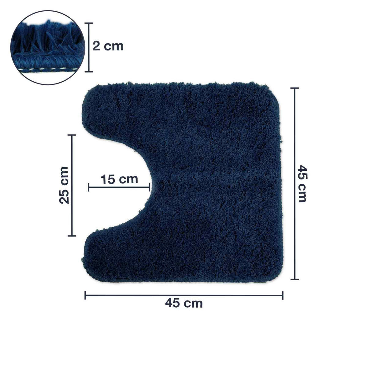 BADEMATTE MIT WC AUSSCHNITT Florenz - Dunkelblau, Textil (45/45cm) - WohnDirect
