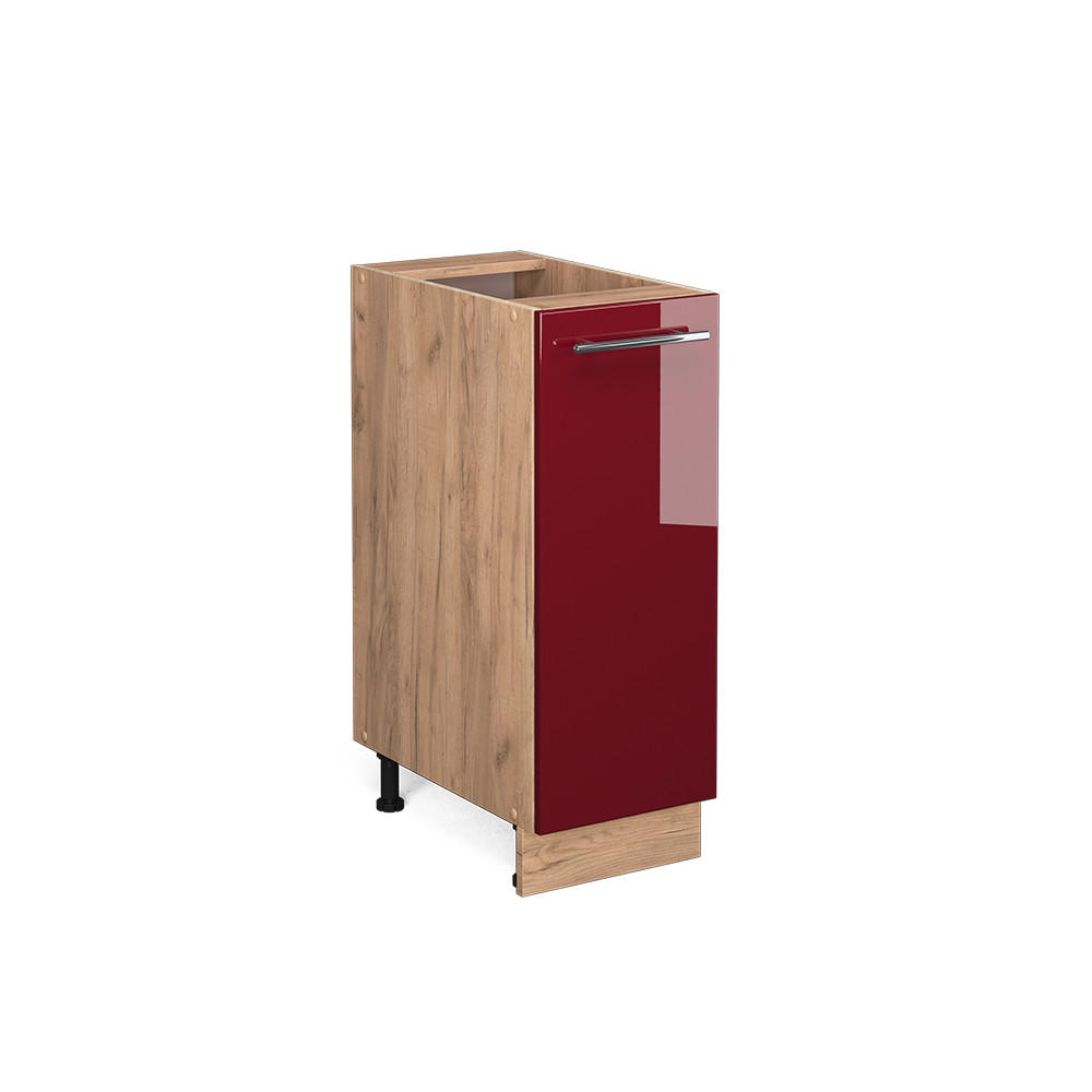 APOTHEKERUNTERSCHRANK Fame-Line Bordeaux Hochglanz 30 cm ohne AP - Honigeiche/Bordeaux, Holzwerkstoff (30/82/51.6cm) - Vicco