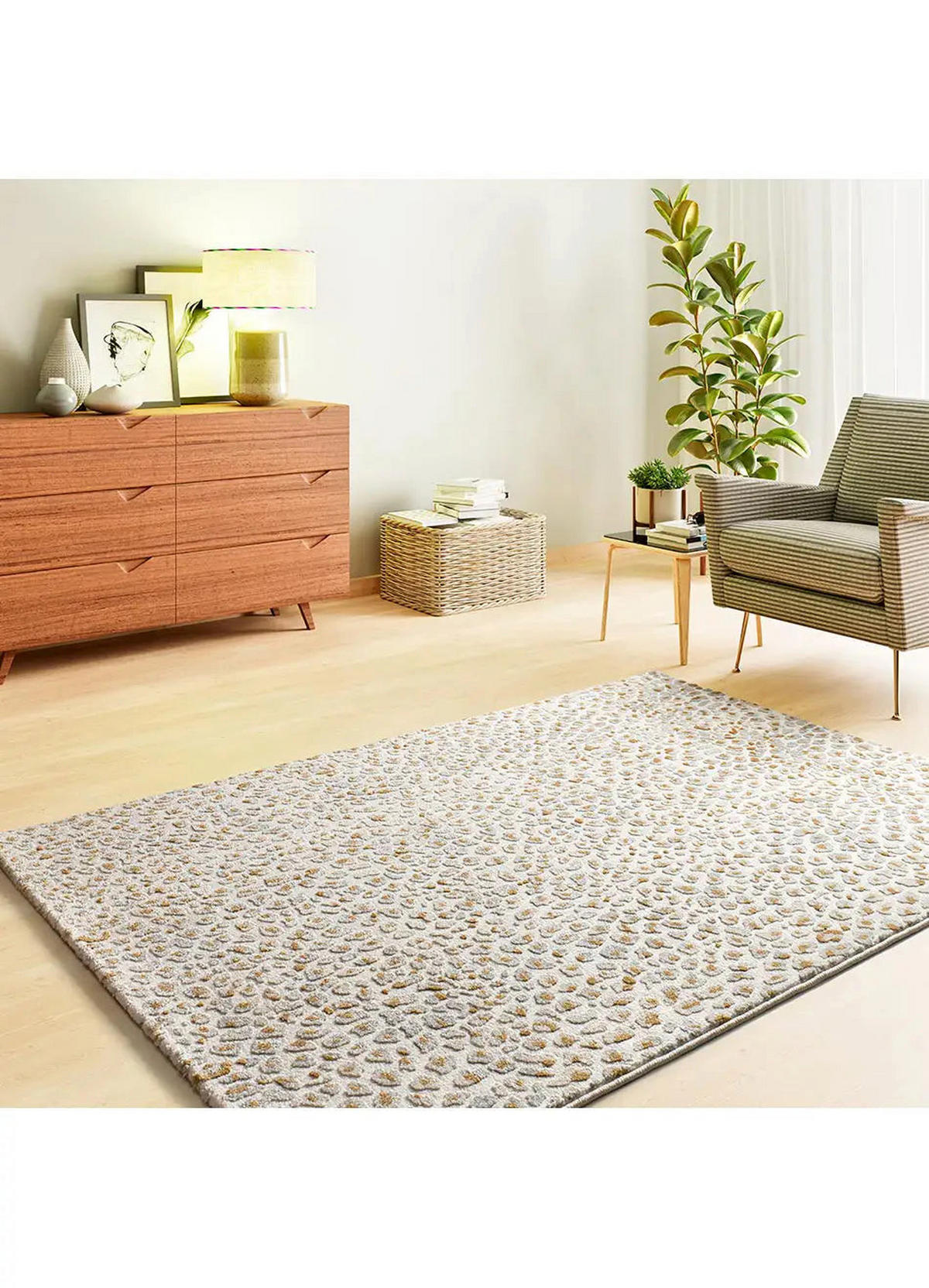 KURZFLORTEPPICH Grau / Creme Amara 160/230 cm - Hellgrau/Creme, Naturmaterialien/Textil (160/230cm) - Atticgo