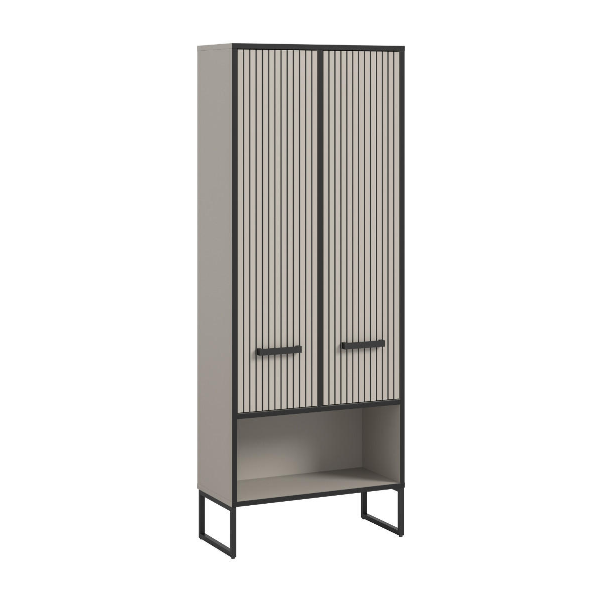 BADEZIMMERSCHRANK mit 2 Türen und 2 Nischen, Kaschmir 32/159/59 cm - Beige, Holzwerkstoff (32/159/38cm) - Calicosy