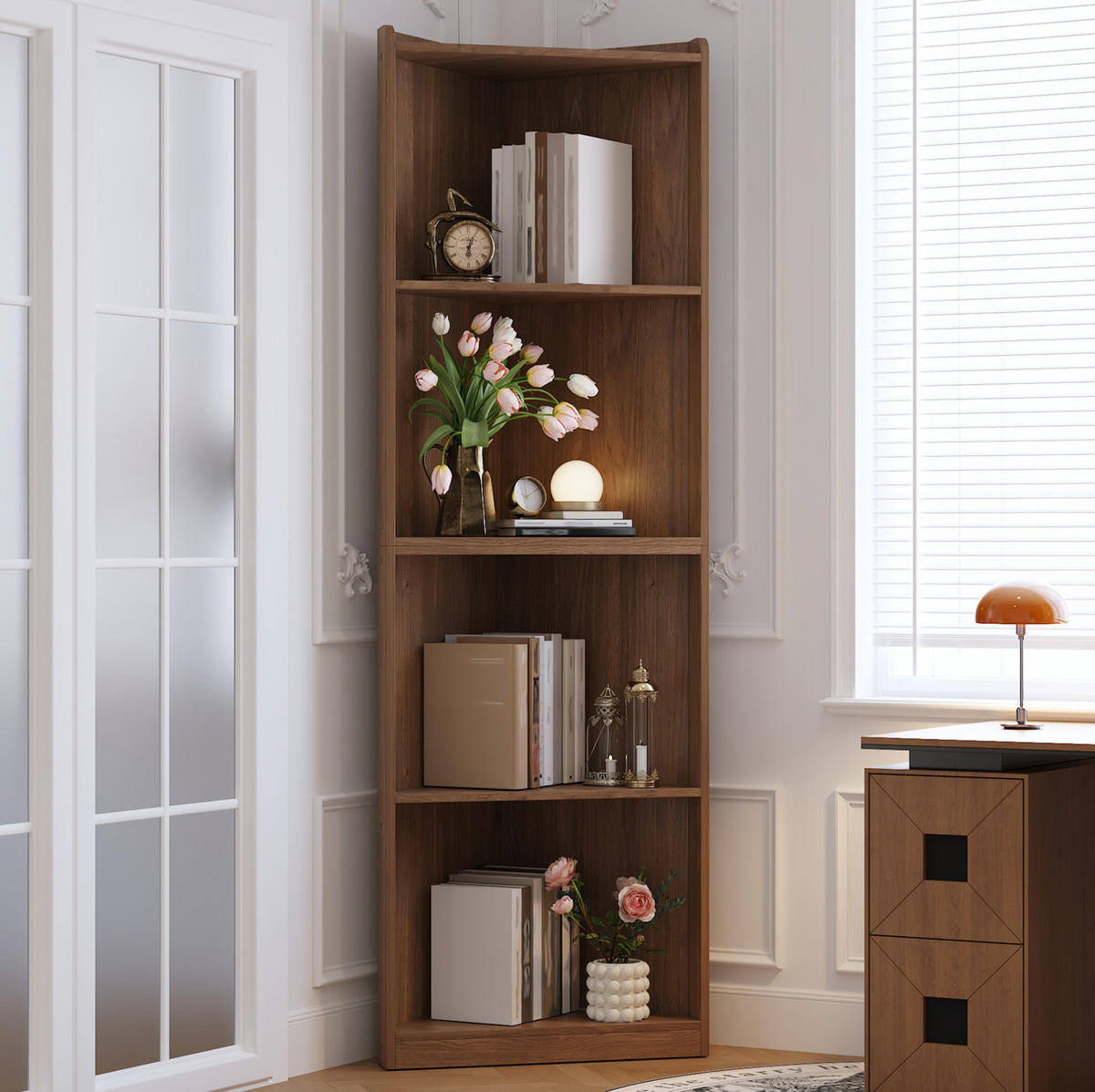 ORGANIZÉRY do kuchynských skriniek z MDF, 55/32/180 cm, orechovohnedý, s ochranou proti prevráteniu - farba vlašského orecha, kompozitné drevo (55/180/32cm) - BEAOK