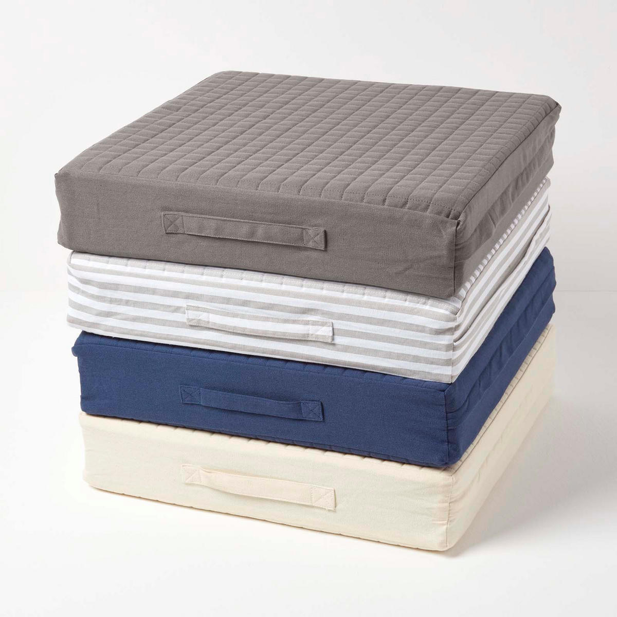 SITZKISSEN orthopädisch 50/50/10 cm – Sesselkissen creme - Beige, Textil (50/50/10cm) - Homescapes