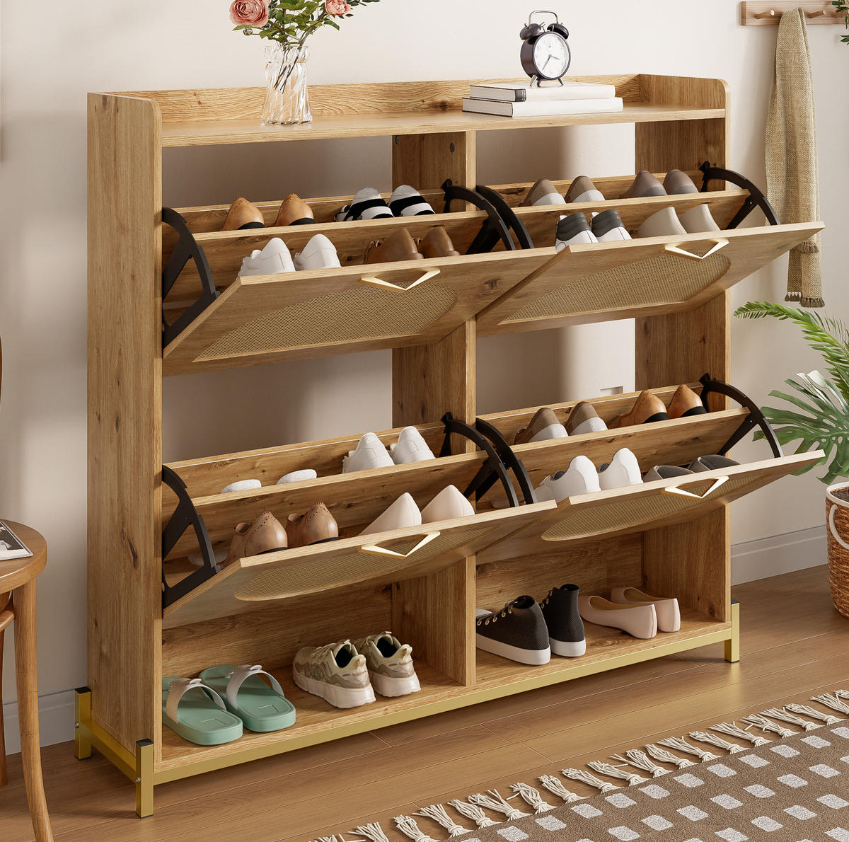 SCHUHSCHRANK platzsparend 108,5 x 24 x 100 cm MDF Wood - Zwetschgeholzfarben, Holz (24/100/108.5cm) - Beauniv
