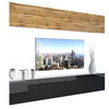 WOHNZIMMERWAND Schrankwand mit LED Wotan Eiche / Schwarz - Eiche Wotan/Schwarz, Holz (200/180/36cm) - B BELINI GROUP