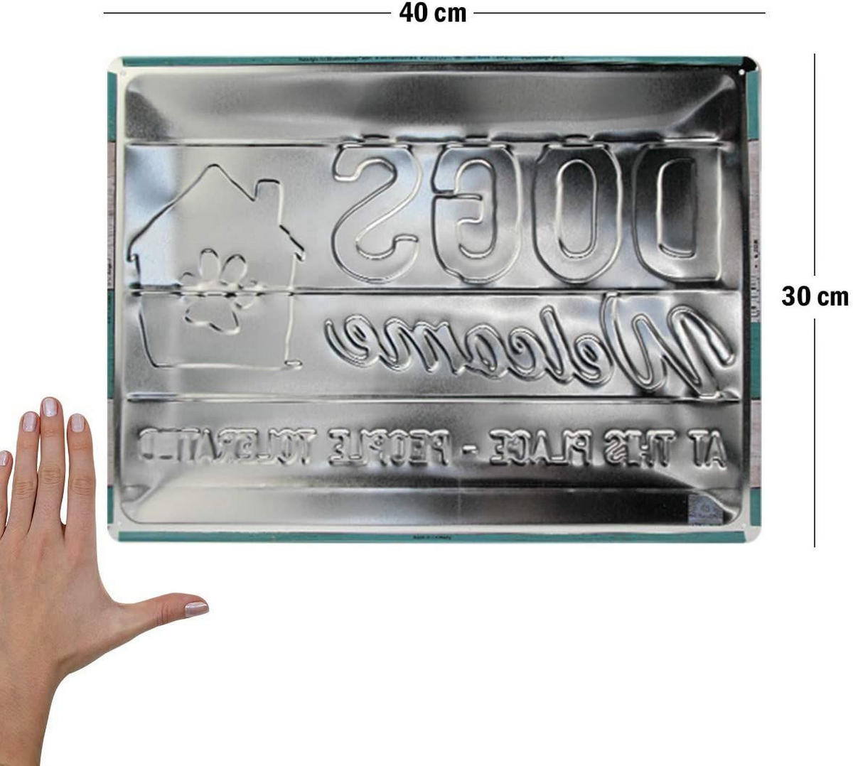 BLECHSCHILD 30/40 cm PfotenSchild Dogs Welcome - Multicolor, Metall (40/30/0.2cm) - Nostalgic-Art