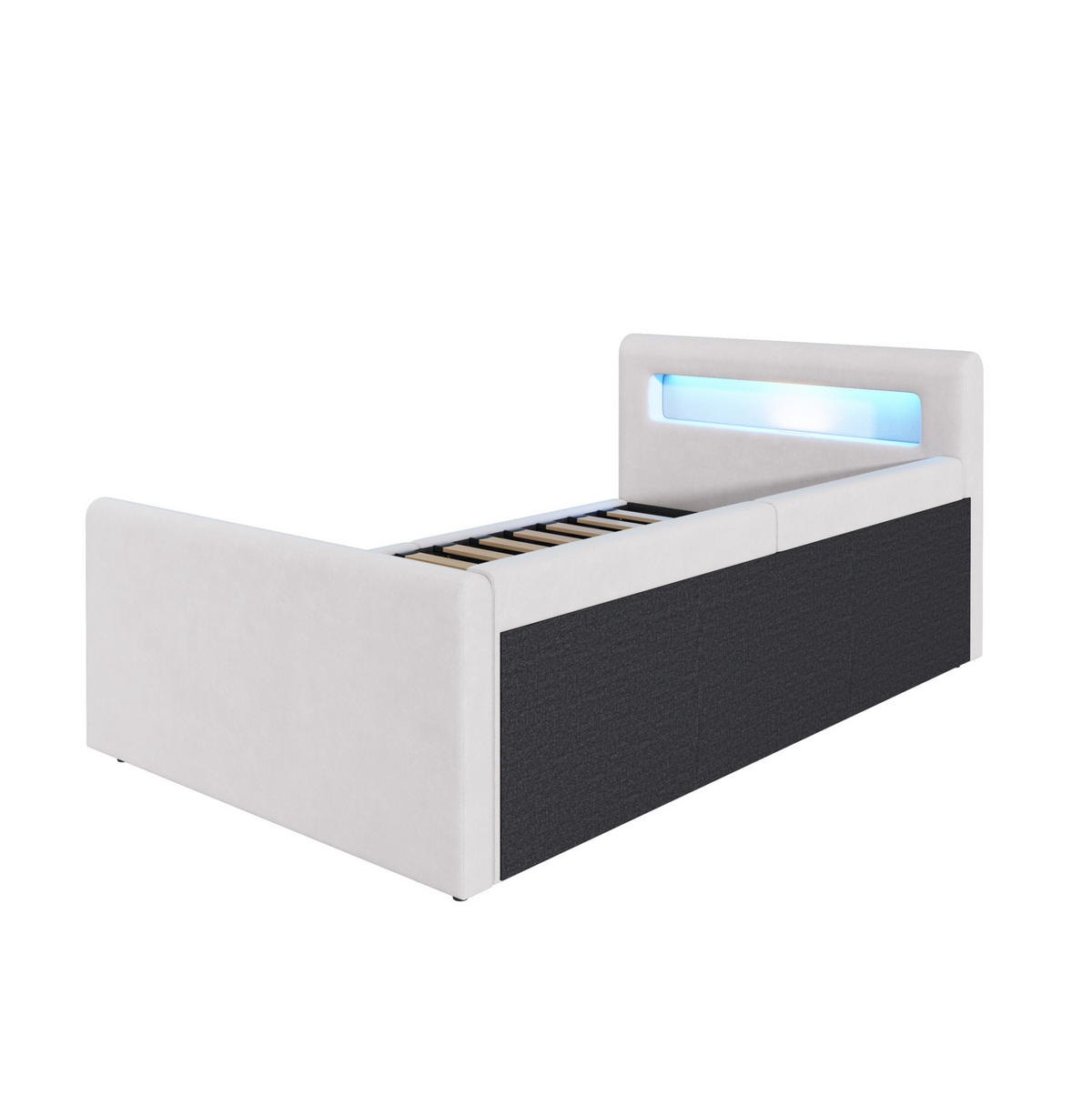 POLSTERBETT mit Bettkasten und LED 90x200 cm Samt Beige - Beige, Metall (90/200cm) - Beauniv