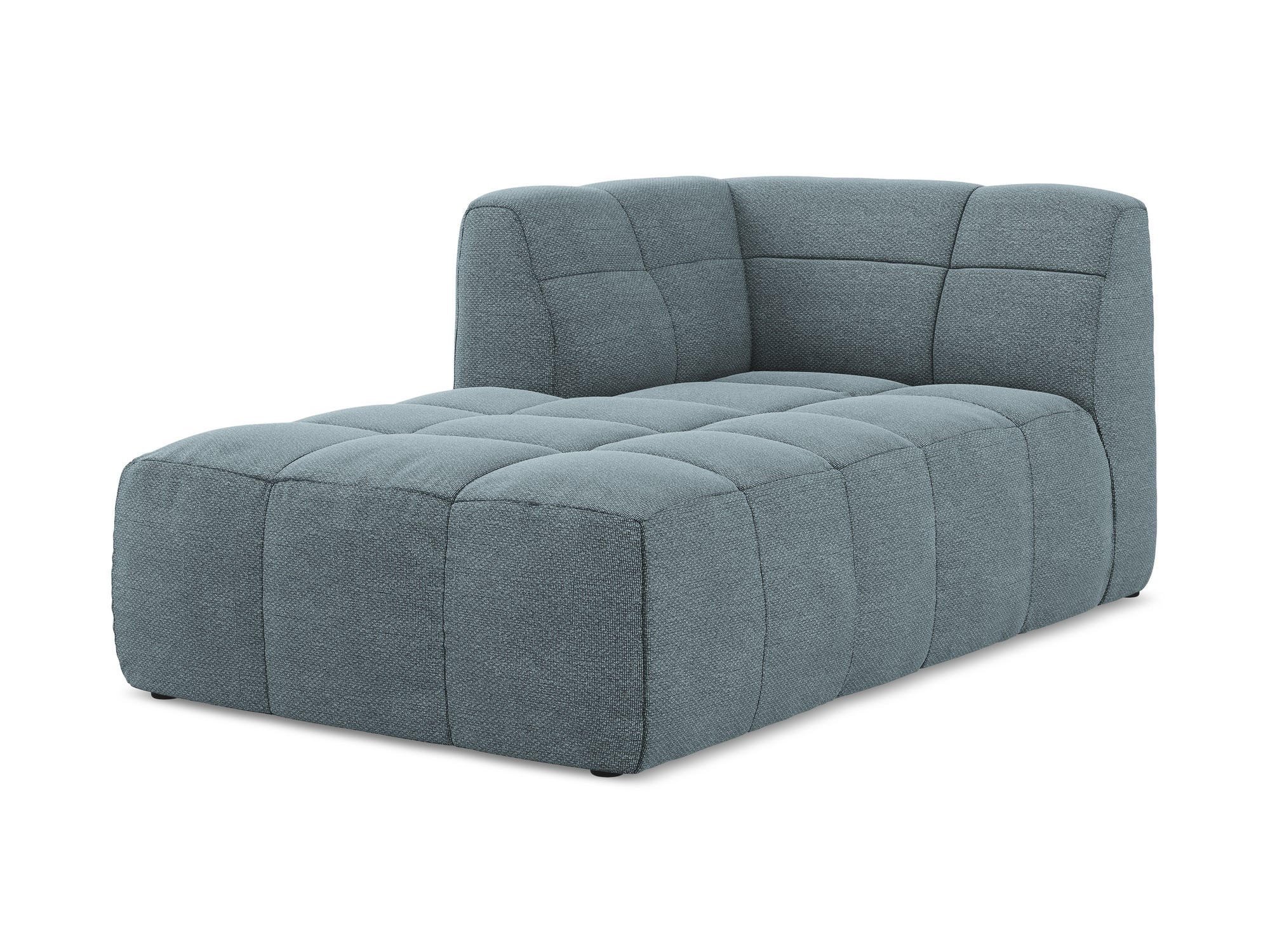 SOFAELEMENT Links Bouclé Stoff Blau - Blaugrau/Schwarz, Holzwerkstoff/Kunststoff (101/77/175cm) - Makamii