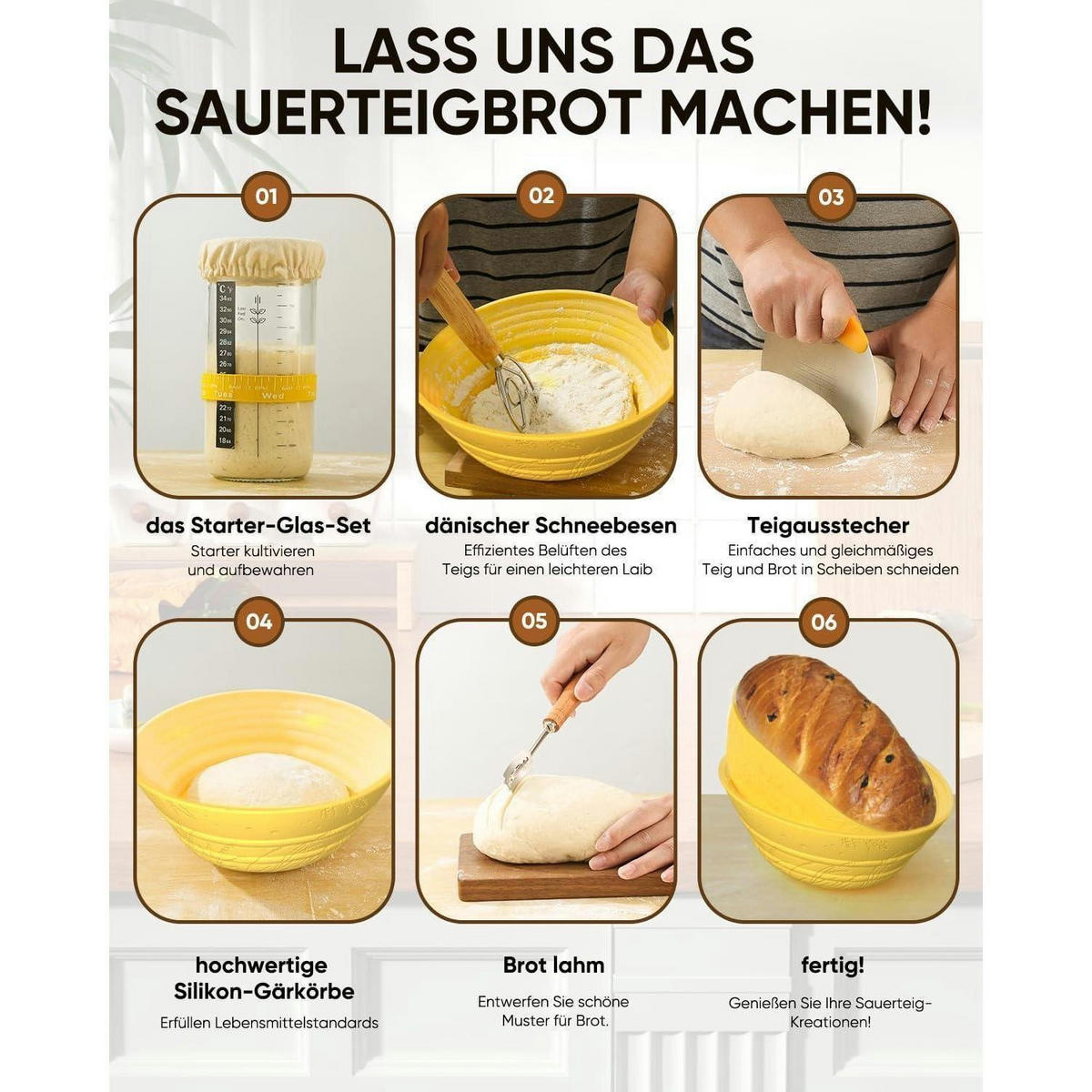 GÄRKÖRBCHEN Set 2-teilig Silikon Oval und Rund Gelb - Gelb, Kunststoff (17/9.5/26cm)