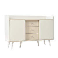 SIDEBOARD mit Schiebetüren & 3 Schubladen, Weiß und Holzoptik - Beige, Holzwerkstoff/Metall (117.5/79/39.5cm) - Urban Meuble
