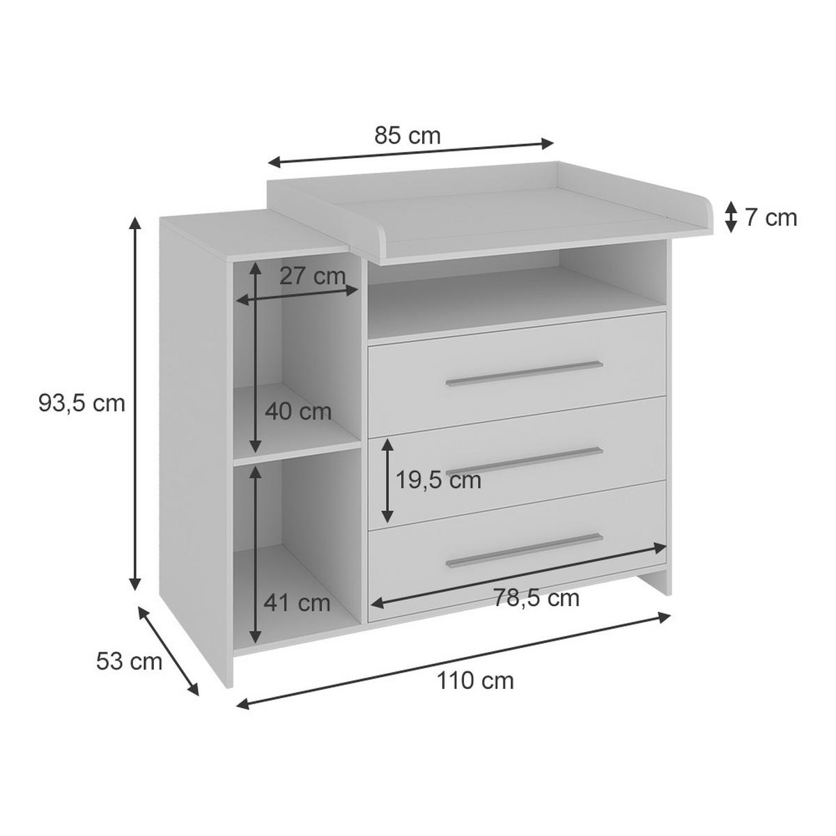 WICKELKOMMODE Paula Weiß 110 x 93.5 cm mit Wickelaufsatz - Weiß, Holzwerkstoff (110/93.5/53cm) - Vicco