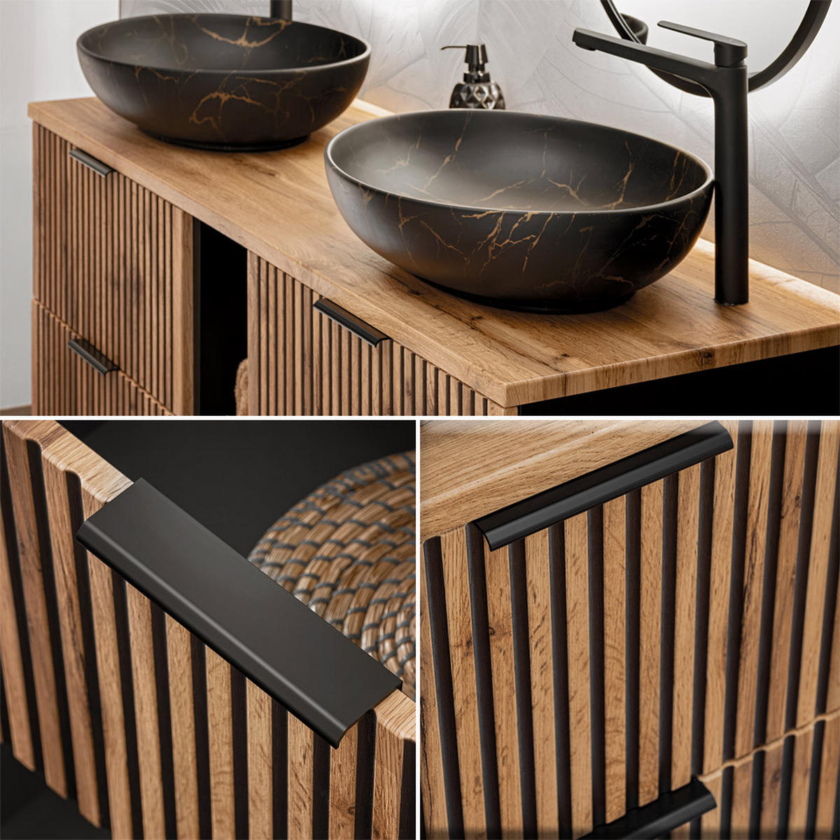 BADMÖBEL-SET 4-TLG. Xanten-56 - Braun, Holzwerkstoff (190/200/47cm) - Lomado