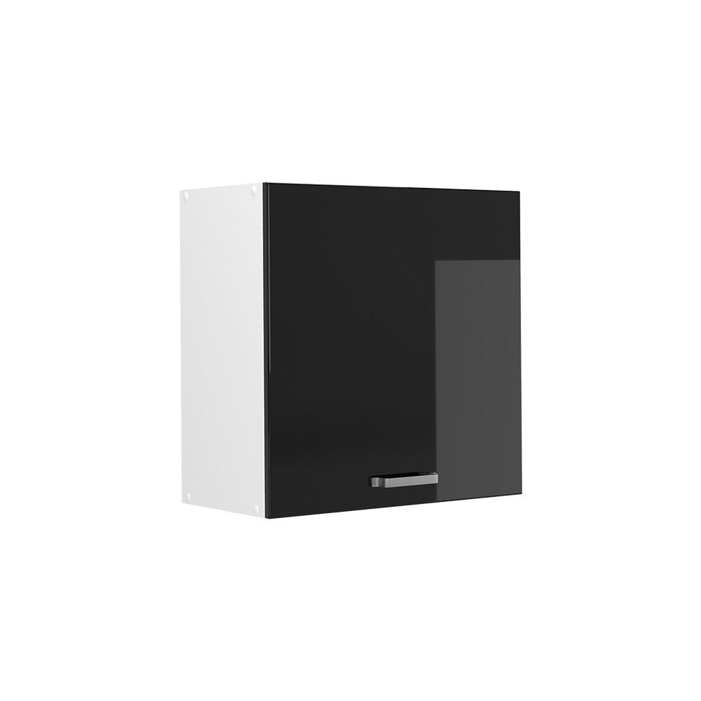 HÄNGESCHRANK R-Line, Schwarz Eiche hochglanz, 60 cm mit 1 Tür - Schwarz Hochglanz/Weiß, Holzwerkstoff (60/60/31cm) - Vicco