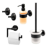 BADEZIMMER-ZUBEHÖR-SET PIAZZA BLACK 4tlg, Edelstahl, schwarz - Schwarz, Metall (14.5/35/11.5cm) - bremermann