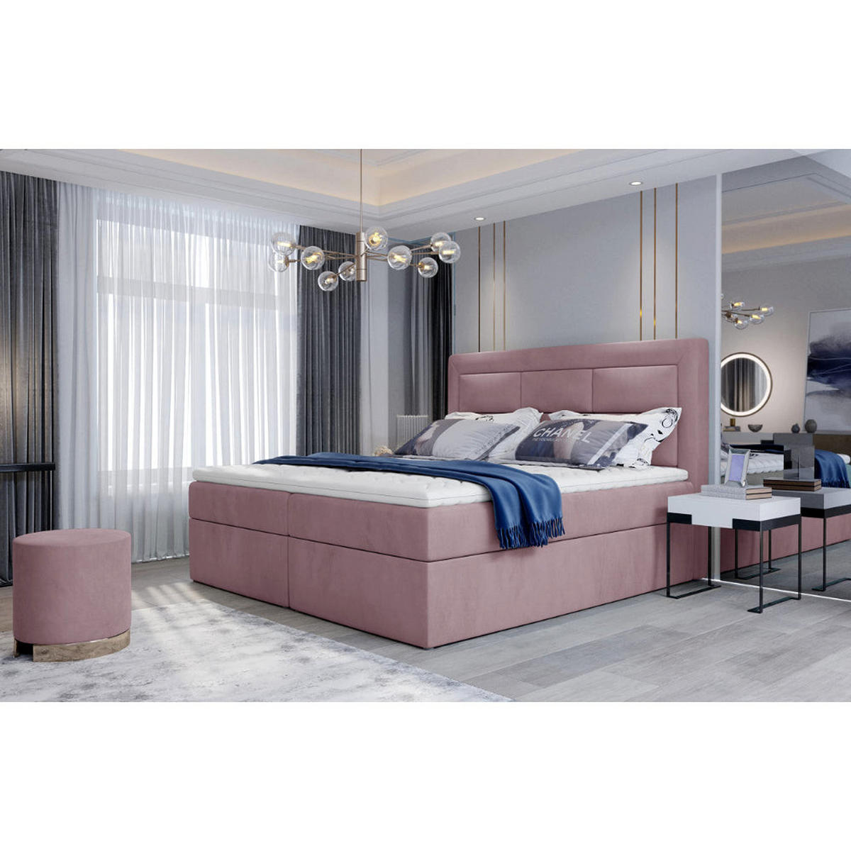 BOXBETT Vivre Bonellfederkern - Pink, Holz/Holzwerkstoff (180/200cm) - Best For Home