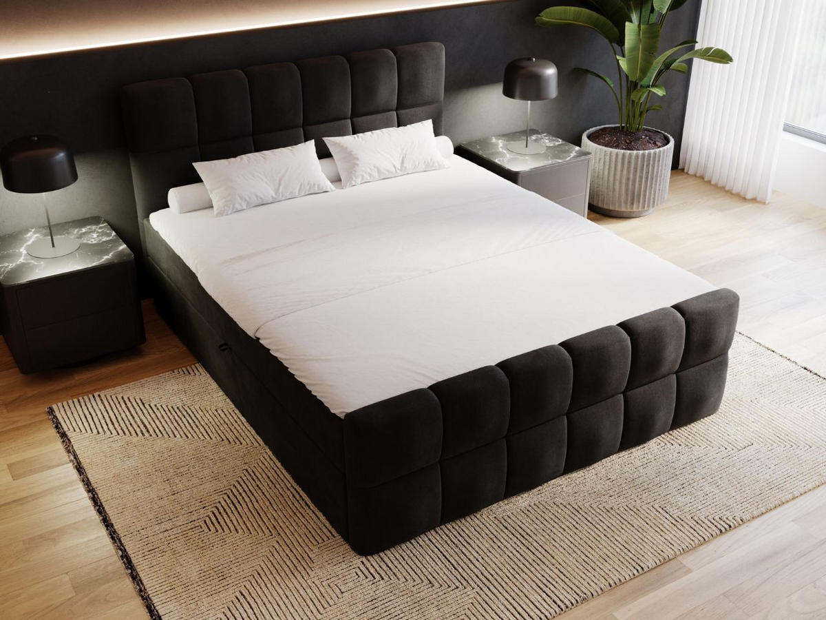 BOXBETT Alicante 140x200 Schwarz - Schwarz, Holz/Textil (140/200cm) - Graingold