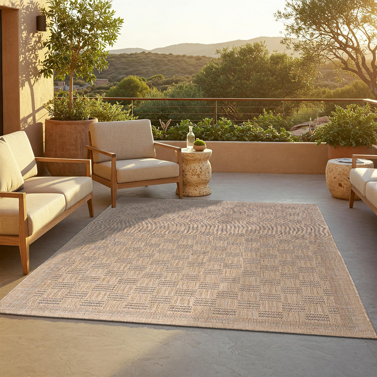 TEPPICH YUCANA Beige Outdoor Flachgewebe 120/170 cm - Beige, Textil (120/170cm) - Tapiso