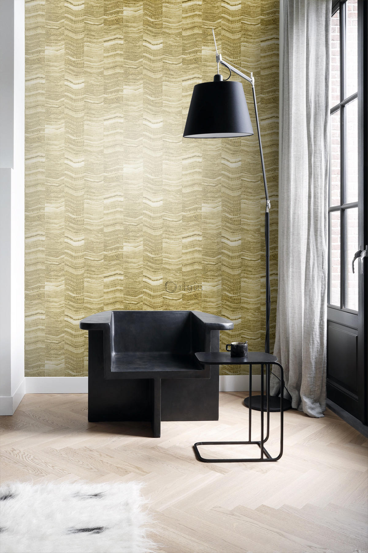 TAPETE Zick-Zack-Mamorstreifen 53 cm x 10.05 m - Gelb, Papier (53/1000cm) - Origin Wallcoverings