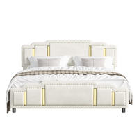 POLSTERBETT 140x200 cm in Beige mit LED-Beleuchtung und 4 Schubladen - Beige, Textil (140/200cm) - IVMEU