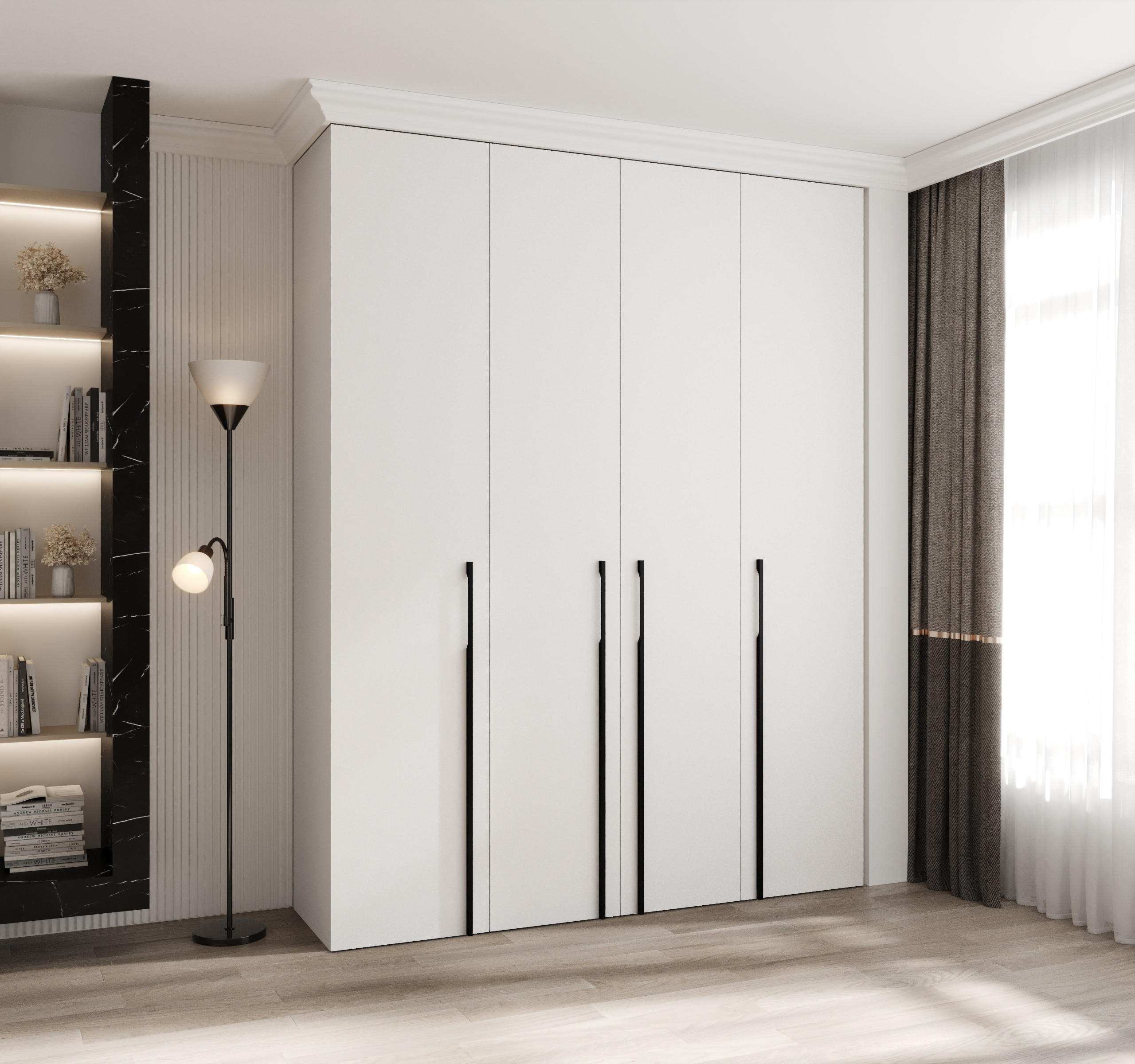 DREHTÜRENSCHRANK 245,5/190/50 4-türig - Schwarz/Weiß, Holz/Metall (190/245.5/50cm) - Abiks Möbel