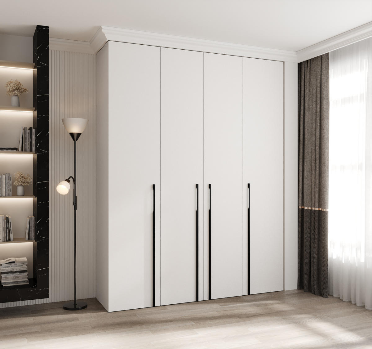 DREHTÜRENSCHRANK 245,5/190/50 4-türig - Schwarz/Weiß, Holz/Metall (190/245.5/50cm) - Abiks Möbel
