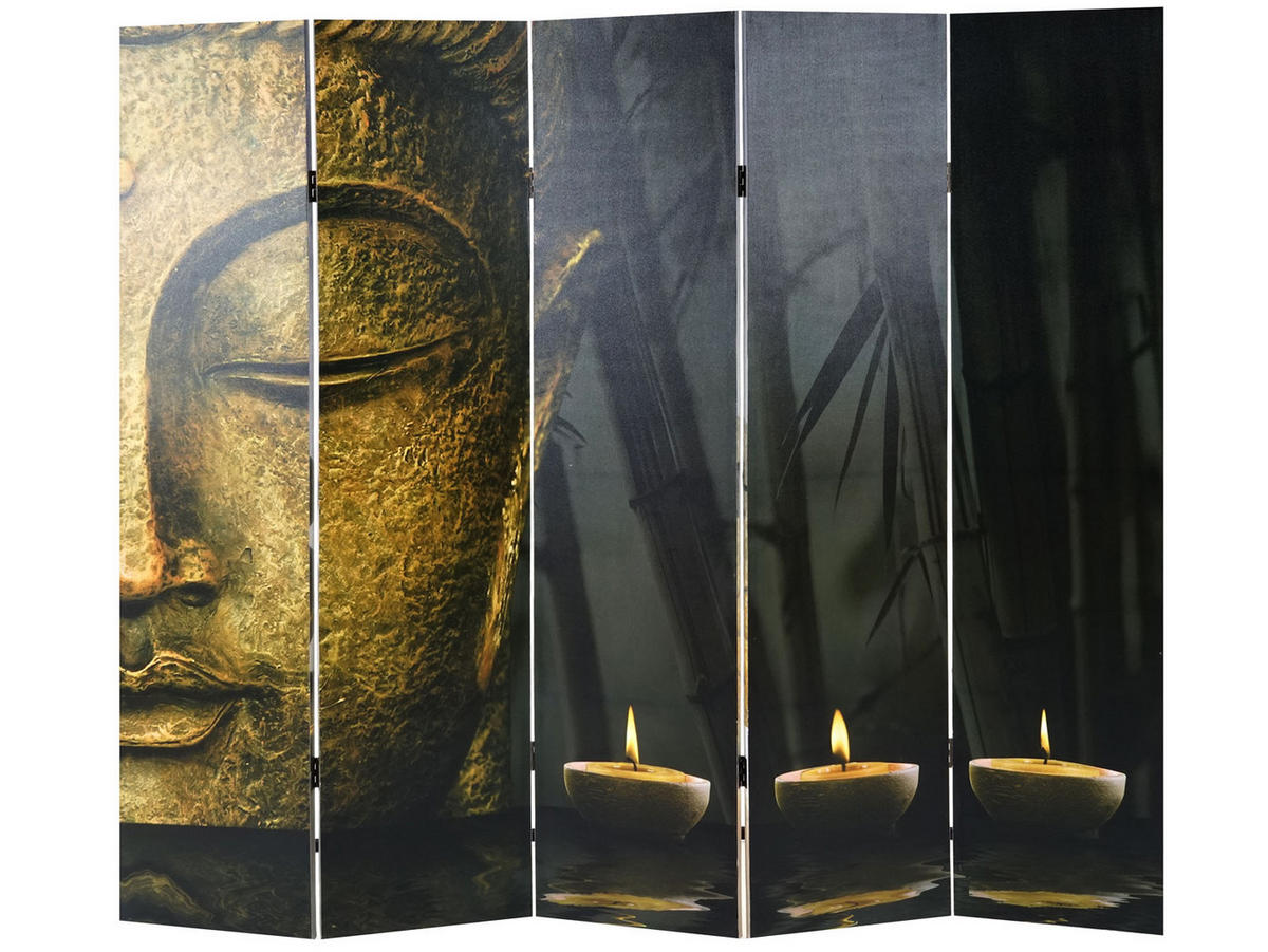 FOTO-PARAVENT ORIENTAL Schwarz, Gold - Goldfarben/Schwarz, Holz (200/180/2cm) - MCW