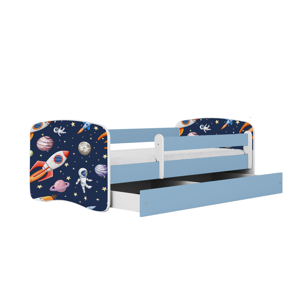 KINDERBETT Kosmos mit Schublade 160/80 90/61/164 - Blau, Holzwerkstoff (80/160cm) - RAUMHIRSCH FURNITURE
